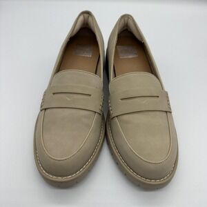 Dv Dolce Vita Crisp Shoes Womens Size 7.5 Beige Loafer Flats Lug Sole Slip On